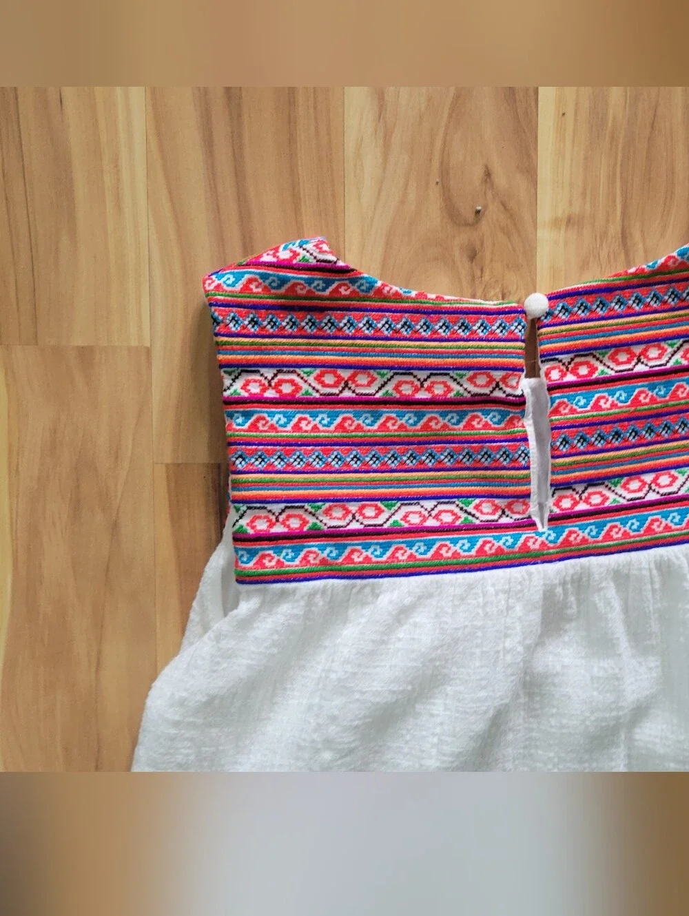 C&C California White Mini Skirt with Pink and Coral Embroidered Yoke